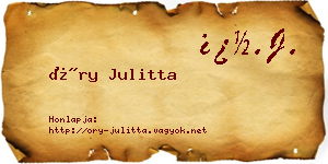 Őry Julitta névjegykártya